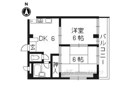 カーサ中川(2DK/3階)の間取り写真