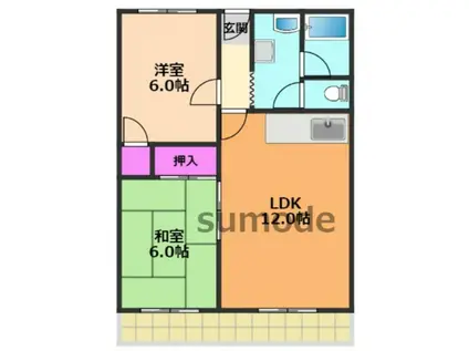 丸栄ライオンズマンション B棟(2LDK/4階)の間取り写真