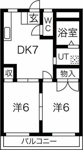 パインリーフ長森本町(2DK/2階)の間取り写真