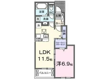 ヴィリーブ(1LDK/1階)の間取り写真