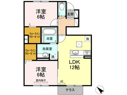 シャイン クレヴィア(2LDK/1階)の間取り写真