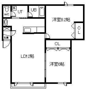 エスティ神楽岡(2LDK/1階)の間取り写真