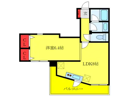 佐藤ビル(1DK/4階)の間取り写真