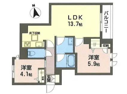 メゾンドアイ(2LDK/1階)の間取り写真