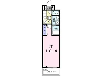 ラリュール(1K/1階)の間取り写真