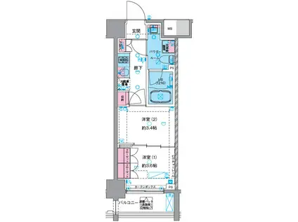GENOVIA浅草VISKYGARDEN(2K/7階)の間取り写真