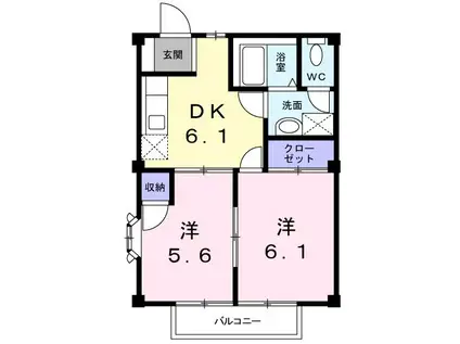 グリーンパーク II(2DK/2階)の間取り写真