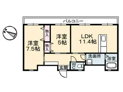 C.C.COURT五日市駅前(2LDK/4階)の間取り写真