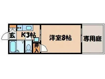 アミーゴB棟(1K/1階)の間取り写真