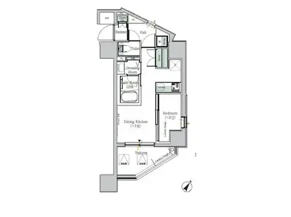 ワンルーフレジデンス木場イースト(1DK/12階)の間取り写真