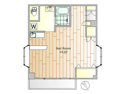 ビコーハイム中央(ワンルーム/4階)の間取り写真