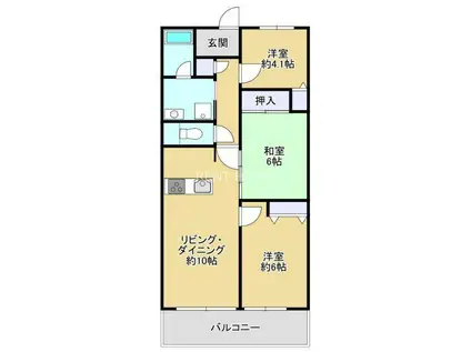 ローレルコート八戸ノ里(3LDK/4階)の間取り写真