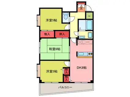 マスヤマンションビル(3DK/5階)の間取り写真