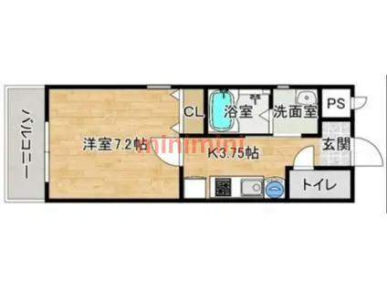 メルシー高槻八幡(1K/3階)の間取り写真