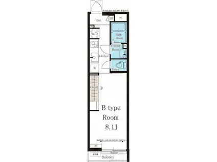 リブリ岸辺OSAKA(1K/3階)の間取り写真