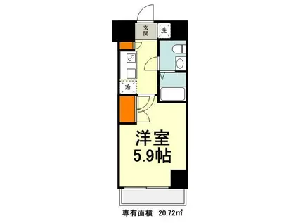 FROMA門前仲町リバーサイド(1K/6階)の間取り写真