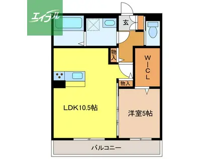 GUCCIフィールドII(1LDK/2階)の間取り写真