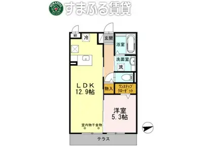ラフィネ南町(1LDK/1階)の間取り写真