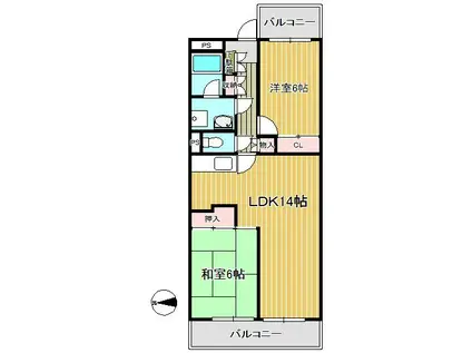 グレース新城(2LDK/1階)の間取り写真