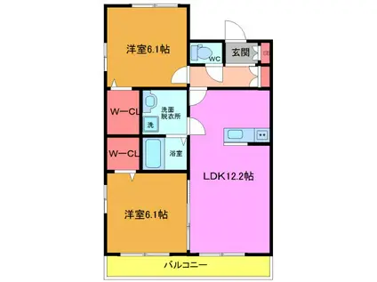 プレミール・ヴィラ(2LDK/2階)の間取り写真