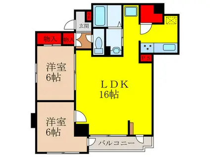 ヒューマンズウェル城南館(2LDK/3階)の間取り写真