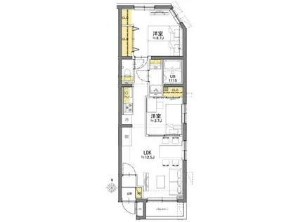 杉並区和田1丁目プロジェクト(2LDK/1階)の間取り写真