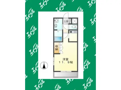 トゥルース(1K/2階)の間取り写真