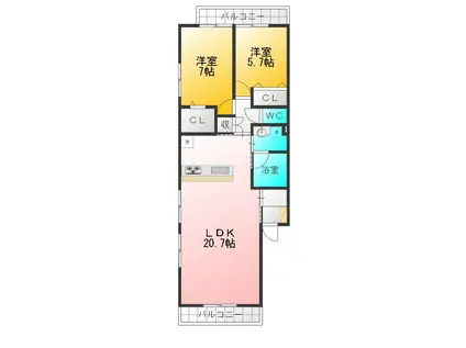 アルマコート(2LDK/3階)の間取り写真