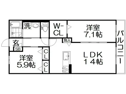 SCHWARZ SCHLOSS(2LDK/2階)の間取り写真
