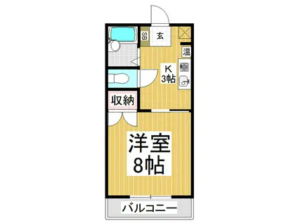 プリオールU(1K/1階)の間取り写真