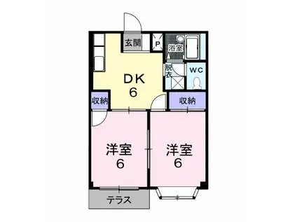 エルディム花園(2DK/1階)の間取り写真