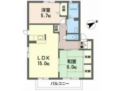 シャンテ葵(2LDK/2階)の間取り写真