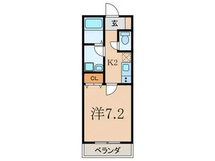 ヴェルジュ(1K/1階)の間取り写真