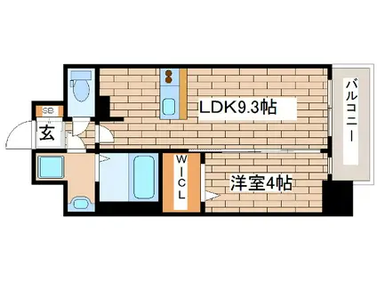 エスライズ神戸三宮山手通1番館(1LDK/10階)の間取り写真