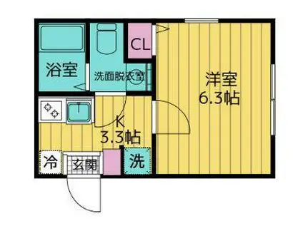 BELL SAISON IKUTA(1K/1階)の間取り写真