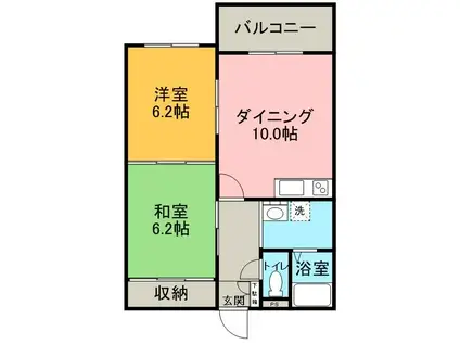 ロイヤルシャトー静(2DK/3階)の間取り写真