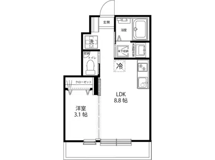CASA SIMPATIA KOGANEI(1LDK/1階)の間取り写真