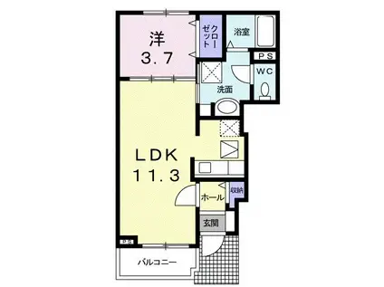 アクティブ・ベル K(1LDK/1階)の間取り写真