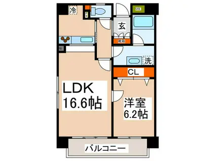 アステリオン松涛(1LDK/2階)の間取り写真