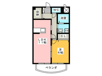 エルーセラ OHNO(1LDK/3階)の間取り写真