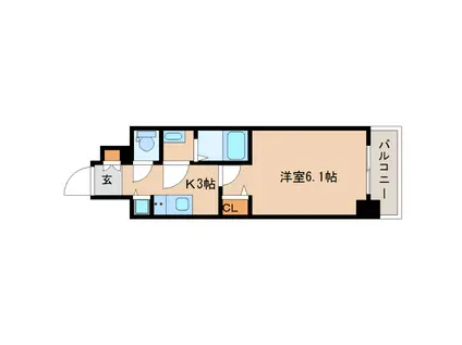 ポルト・ボヌール神戸湊川公園(1K/13階)の間取り写真