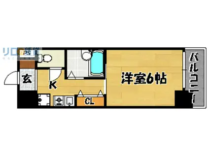 エクセレント上新10(1K/6階)の間取り写真