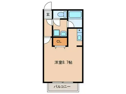プリミエール豊栄(ワンルーム/1階)の間取り写真