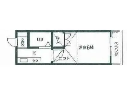 サニーフラット(1K/2階)の間取り写真