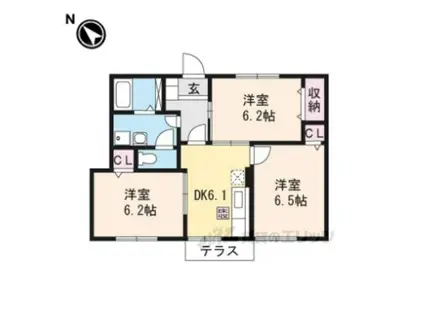 シャン・ノール(3DK/1階)の間取り写真