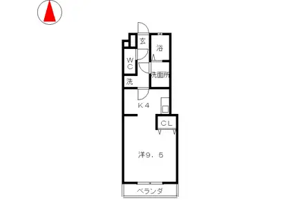 POINT幸(1K/4階)の間取り写真