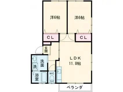 ラ・メゾン相浦(2LDK/1階)の間取り写真