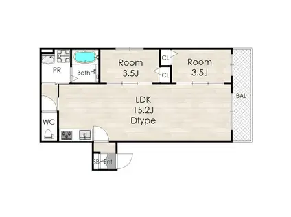 TIO NAGAIKOENMINAMI TIO長居公園南(2LDK/3階)の間取り写真
