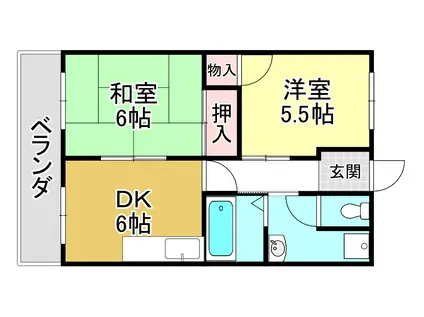 レイクウエストHANA(2DK/2階)の間取り写真