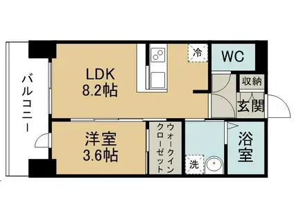 プラチナスイート五橋駅ガーデンコート(1LDK/6階)の間取り写真